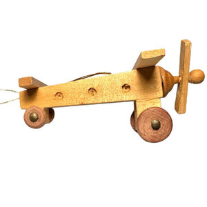 Handmade vintage wooden airplane Christmas tree ornament